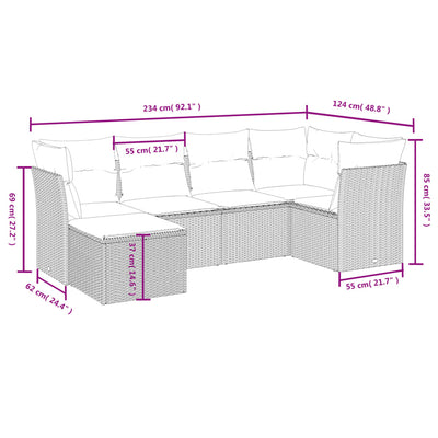 6 Piece Garden Sofa Set with Cushions Grey Poly Rattan Payday Deals