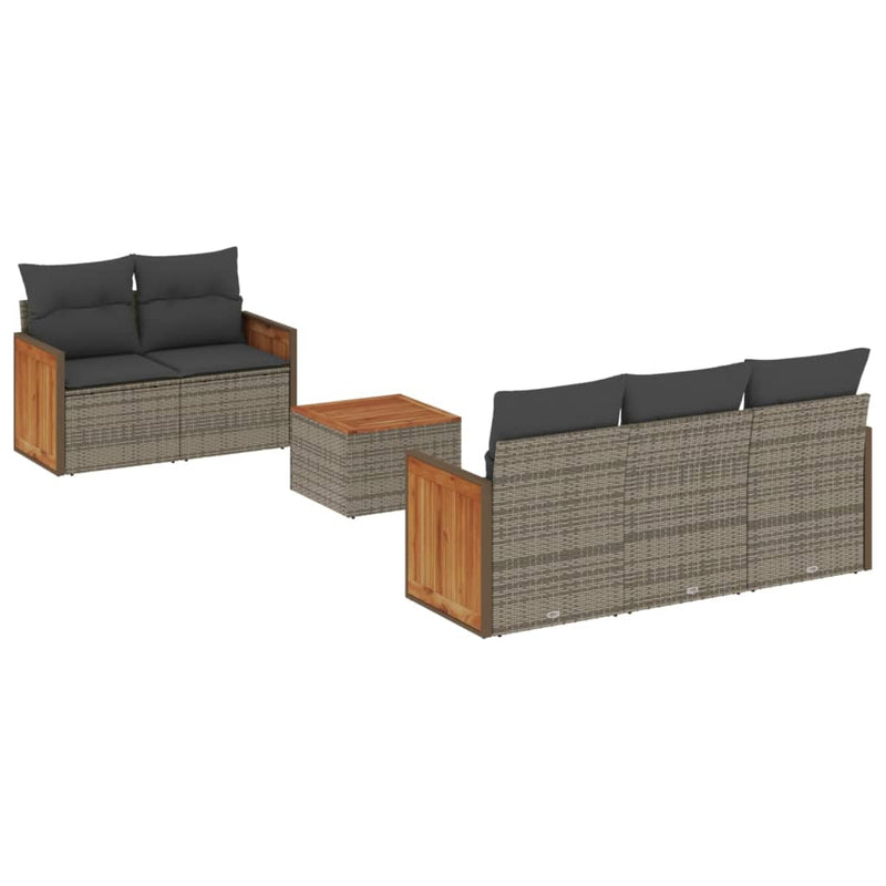 6 Piece Garden Sofa Set with Cushions Grey Poly Rattan Payday Deals