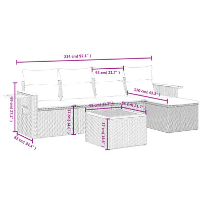 6 Piece Garden Sofa Set with Cushions Grey Poly Rattan Payday Deals