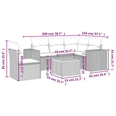 6 Piece Garden Sofa Set with Cushions Grey Poly Rattan Payday Deals