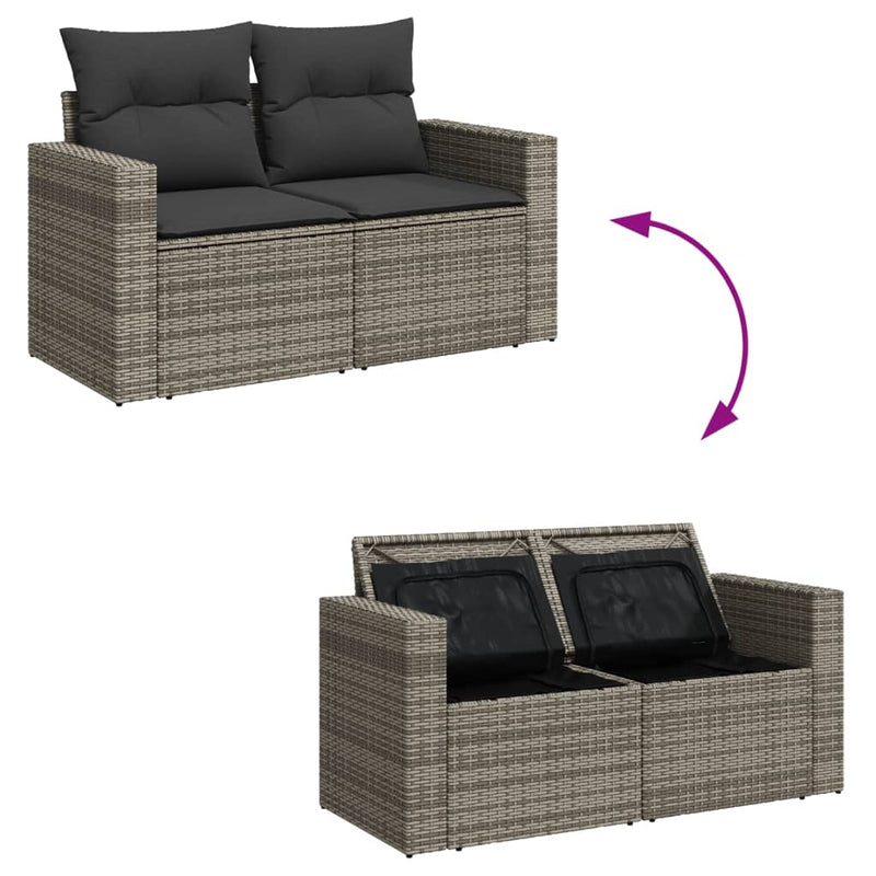 6 Piece Garden Sofa Set with Cushions Grey Poly Rattan Payday Deals