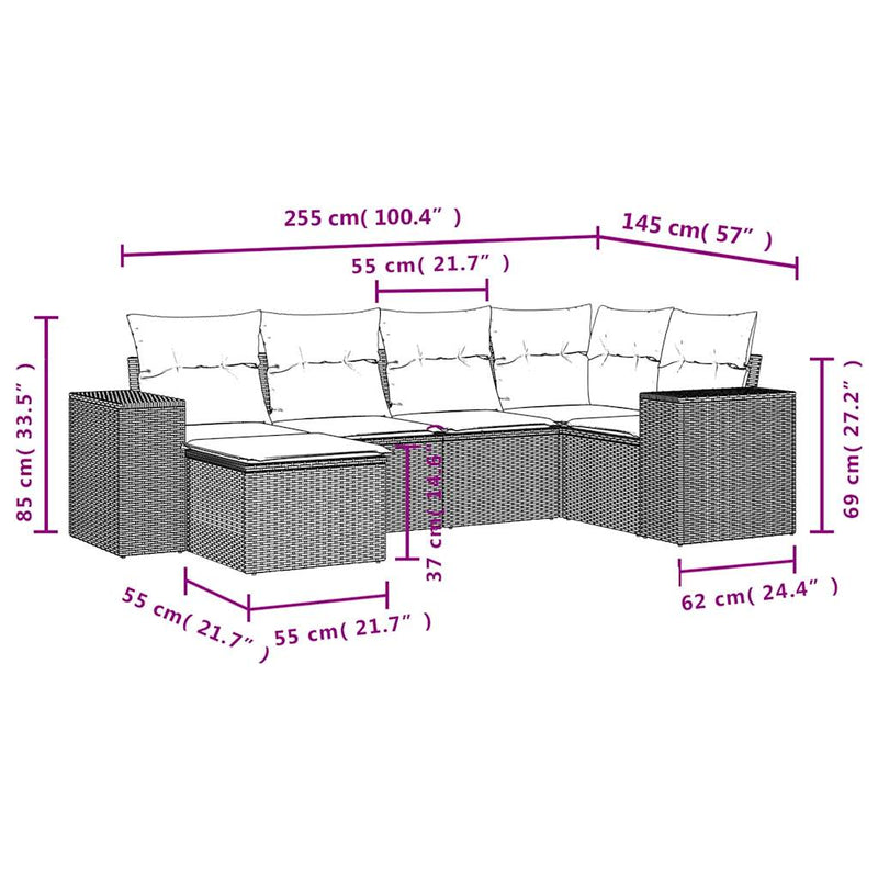 6 Piece Garden Sofa Set with Cushions Grey Poly Rattan Payday Deals