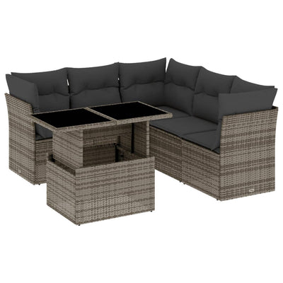 6 Piece Garden Sofa Set with Cushions Grey Poly Rattan Payday Deals