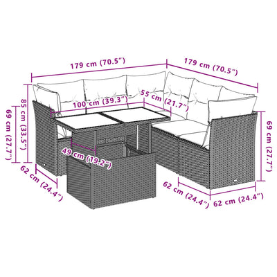 6 Piece Garden Sofa Set with Cushions Grey Poly Rattan Payday Deals