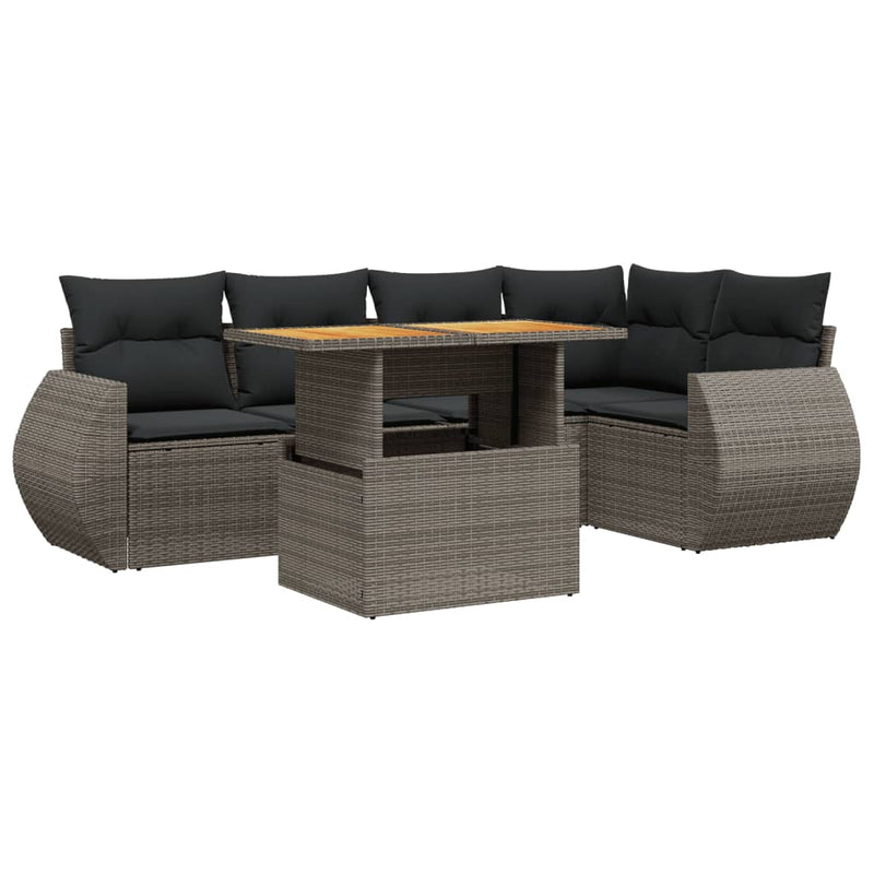 6 Piece Garden Sofa Set with Cushions Grey Poly Rattan Payday Deals