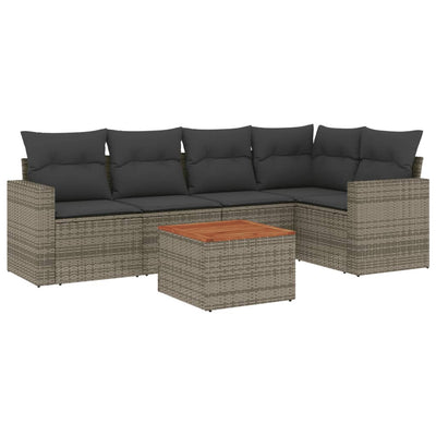 6 Piece Garden Sofa Set with Cushions Grey Poly Rattan Payday Deals