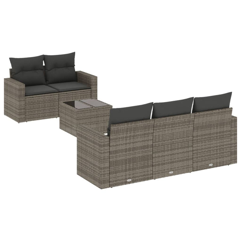 6 Piece Garden Sofa Set with Cushions Grey Poly Rattan Payday Deals