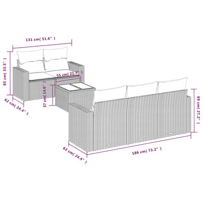 6 Piece Garden Sofa Set with Cushions Grey Poly Rattan Payday Deals