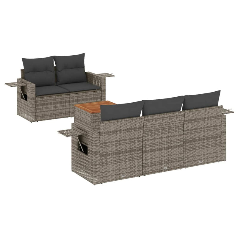 6 Piece Garden Sofa Set with Cushions Grey Poly Rattan Payday Deals