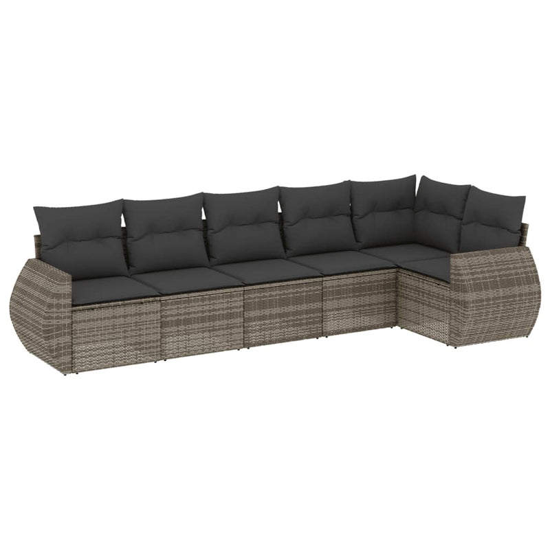 6 Piece Garden Sofa Set with Cushions Grey Poly Rattan Payday Deals
