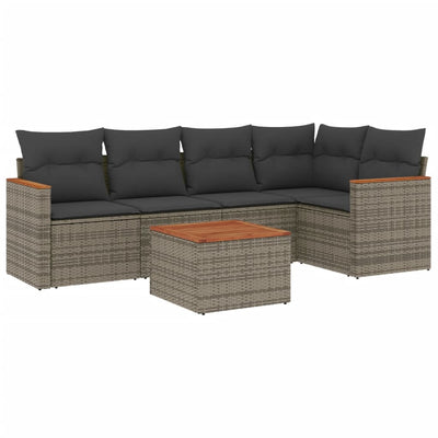 6 Piece Garden Sofa Set with Cushions Grey Poly Rattan Payday Deals