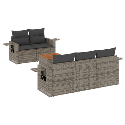 6 Piece Garden Sofa Set with Cushions Grey Poly Rattan Payday Deals