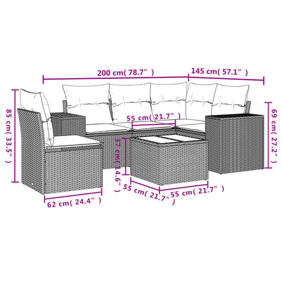 6 Piece Garden Sofa Set with Cushions Grey Poly Rattan Payday Deals