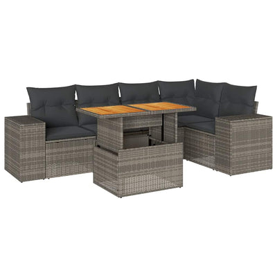 6 Piece Garden Sofa Set with Cushions Grey Poly Rattan Payday Deals