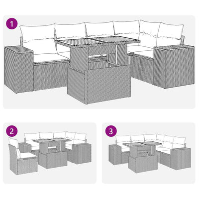 6 Piece Garden Sofa Set with Cushions Grey Poly Rattan Payday Deals