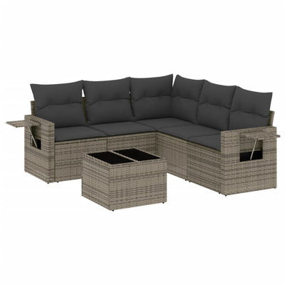 6 Piece Garden Sofa Set with Cushions Grey Poly Rattan Payday Deals