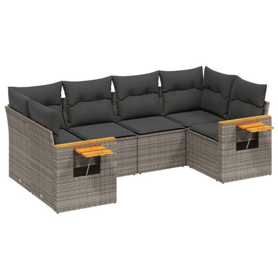 6 Piece Garden Sofa Set with Cushions Grey Poly Rattan Payday Deals