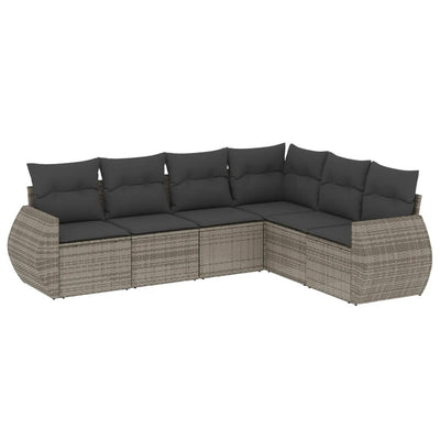 6 Piece Garden Sofa Set with Cushions Grey Poly Rattan Payday Deals