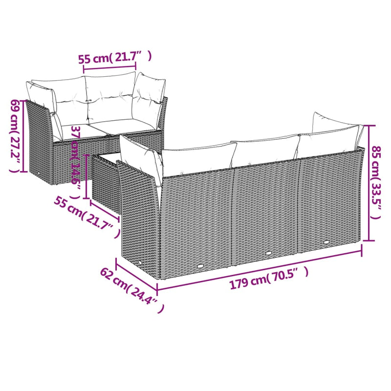 6 Piece Garden Sofa Set with Cushions Grey Poly Rattan Payday Deals