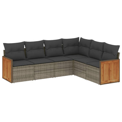 6 Piece Garden Sofa Set with Cushions Grey Poly Rattan Payday Deals