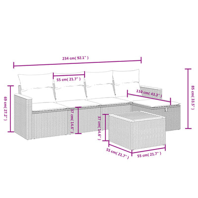 6 Piece Garden Sofa Set with Cushions Grey Poly Rattan Payday Deals
