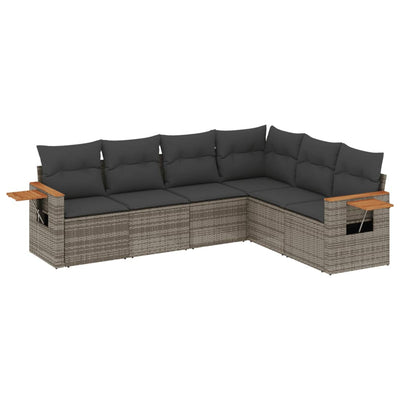 6 Piece Garden Sofa Set with Cushions Grey Poly Rattan Payday Deals