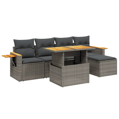 6 Piece Garden Sofa Set with Cushions Grey Poly Rattan Payday Deals