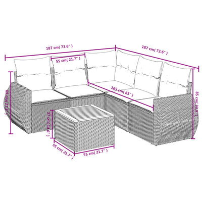 6 Piece Garden Sofa Set with Cushions Grey Poly Rattan Payday Deals