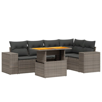 6 Piece Garden Sofa Set with Cushions Grey Poly Rattan Payday Deals
