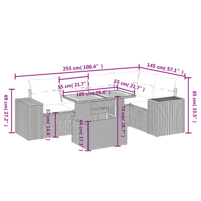 6 Piece Garden Sofa Set with Cushions Grey Poly Rattan Payday Deals
