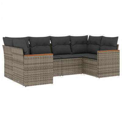 6 Piece Garden Sofa Set with Cushions Grey Poly Rattan Payday Deals
