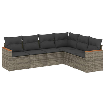6 Piece Garden Sofa Set with Cushions Grey Poly Rattan Payday Deals
