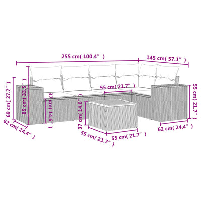 6 Piece Garden Sofa Set with Cushions Grey Poly Rattan Payday Deals