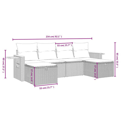 6 Piece Garden Sofa Set with Cushions Grey Poly Rattan Payday Deals