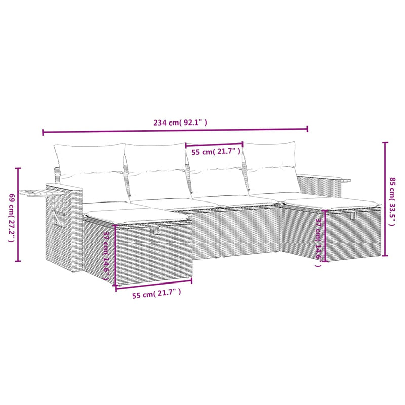 6 Piece Garden Sofa Set with Cushions Grey Poly Rattan Payday Deals
