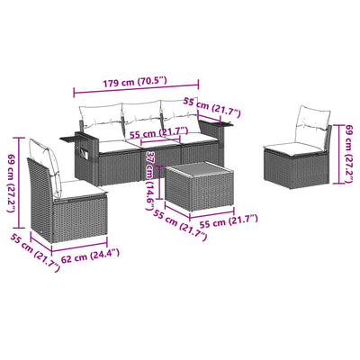 6 Piece Garden Sofa Set with Cushions Grey Poly Rattan Payday Deals