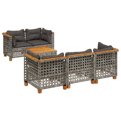 6 Piece Garden Sofa Set with Cushions Grey Poly Rattan Payday Deals
