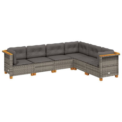 6 Piece Garden Sofa Set with Cushions Grey Poly Rattan Payday Deals