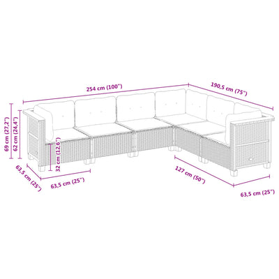 6 Piece Garden Sofa Set with Cushions Grey Poly Rattan Payday Deals