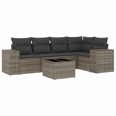 6 Piece Garden Sofa Set with Cushions Grey Poly Rattan Payday Deals