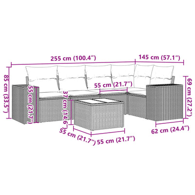 6 Piece Garden Sofa Set with Cushions Grey Poly Rattan Payday Deals
