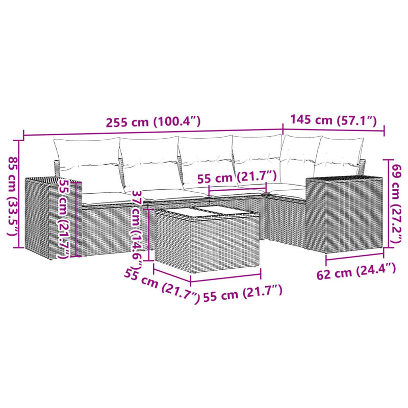 6 Piece Garden Sofa Set with Cushions Grey Poly Rattan Payday Deals