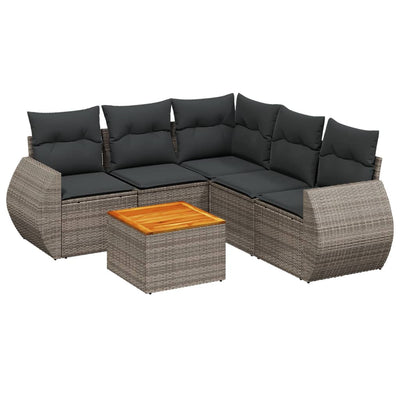 6 Piece Garden Sofa Set with Cushions Grey Poly Rattan Payday Deals