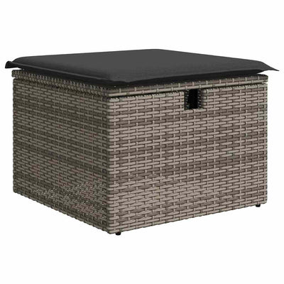 6 Piece Garden Sofa Set with Cushions Grey Poly Rattan Acacia Payday Deals