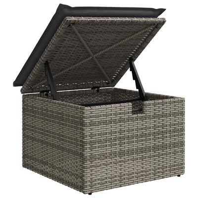 6 Piece Garden Sofa Set with Cushions Grey Poly Rattan Acacia Payday Deals