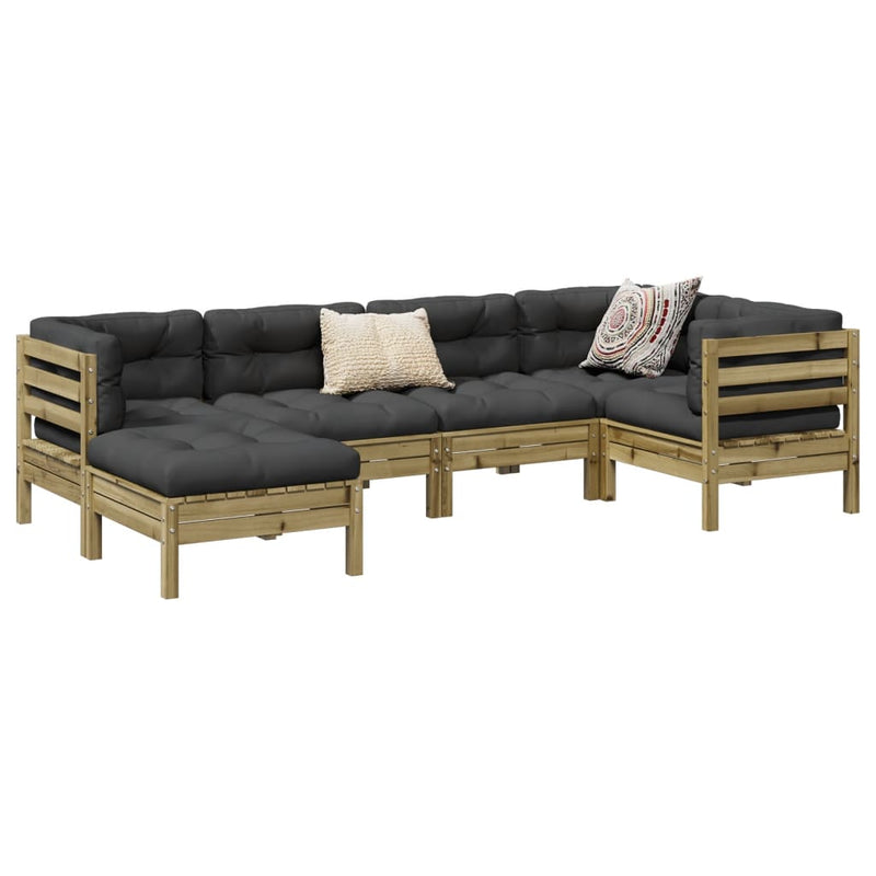 6 Piece Garden Sofa Set with Cushions Impregnated Wood Pine Payday Deals