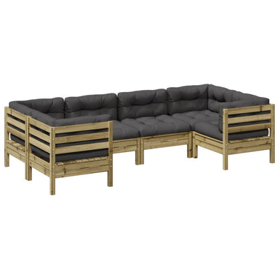 6 Piece Garden Sofa Set with Cushions Impregnated Wood Pine Payday Deals