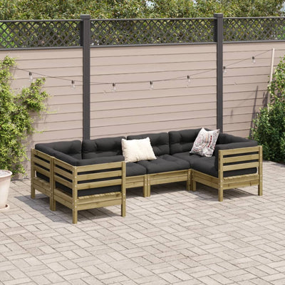 6 Piece Garden Sofa Set with Cushions Impregnated Wood Pine Payday Deals