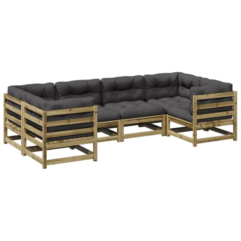 6 Piece Garden Sofa Set with Cushions Impregnated Wood Pine Payday Deals