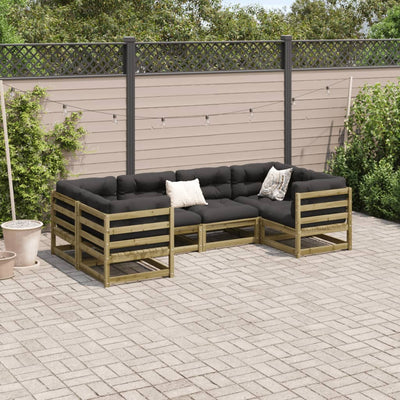 6 Piece Garden Sofa Set with Cushions Impregnated Wood Pine Payday Deals